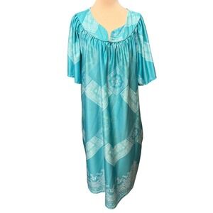 Anthony Richards Turquoise Paisley Lounger House Dress Muu Muu Womens 2X